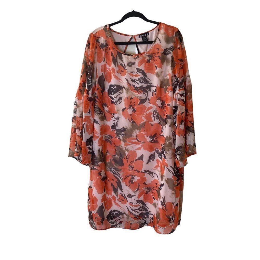 Feathers Floral Bell Sleeve Dress Sz 1X